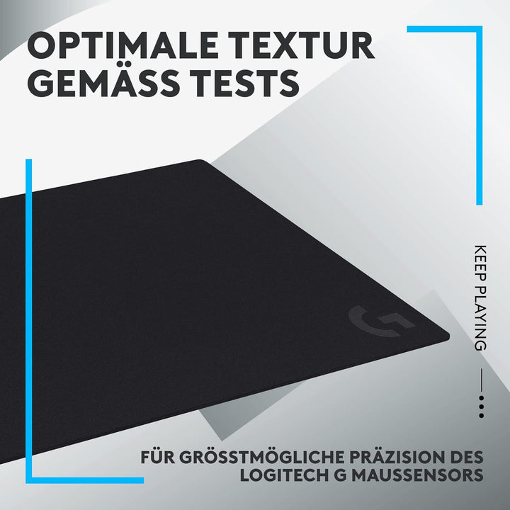 Logitech G640 Gaming Mauspad aus Stoff, 460x400 mm, 3mm flaches Profil, Geringe Oberflächenreibung,