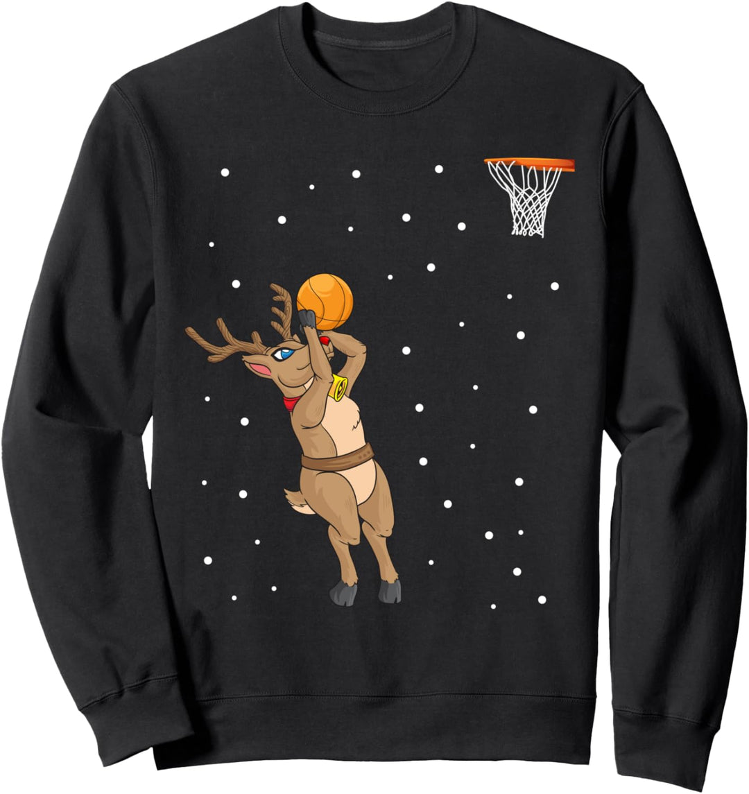 Lustiges Rentier Basketball Weihnachten Sprungwurf Geschenk Sweatshirt