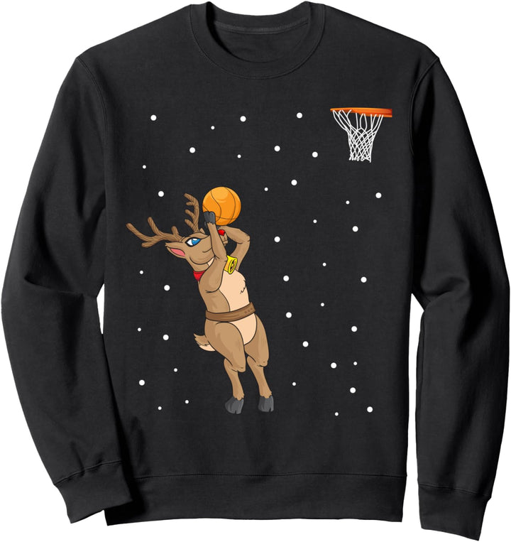 Lustiges Rentier Basketball Weihnachten Sprungwurf Geschenk Sweatshirt
