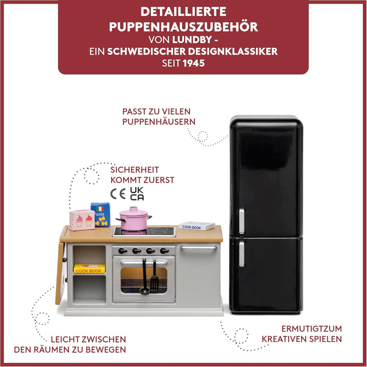 Lundby Puppenhaus Küche - Miniatur Küche mit Miniatur Kühlschrank und Puppenhaus Ofen - Puppenhaus Z