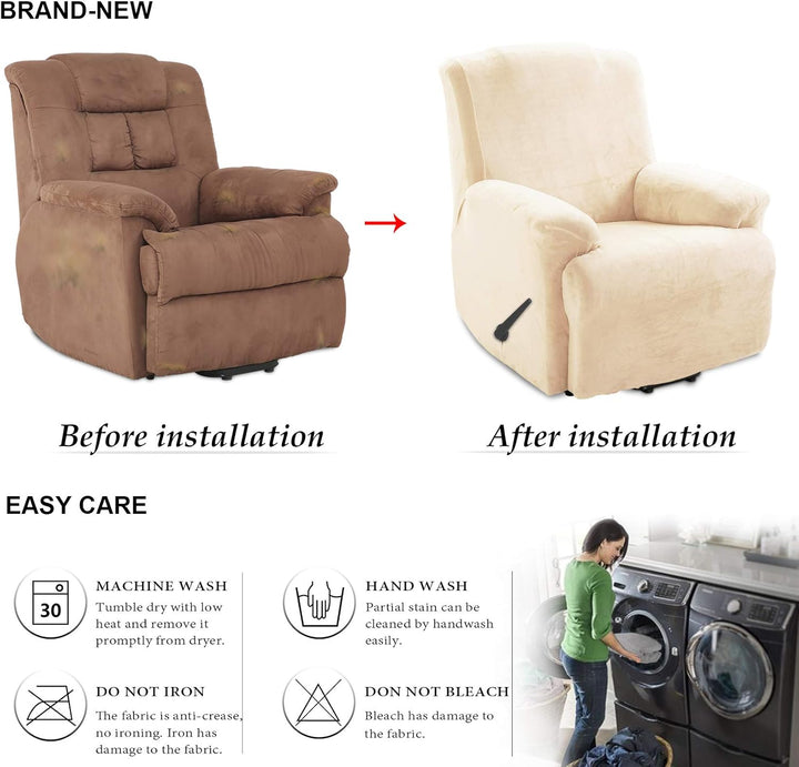 TIANSHU Samt Ruhesessel bezüge, Stretch Sesselschoner Elastisch Plush Couchbezug stilvolle Luxus-Möb