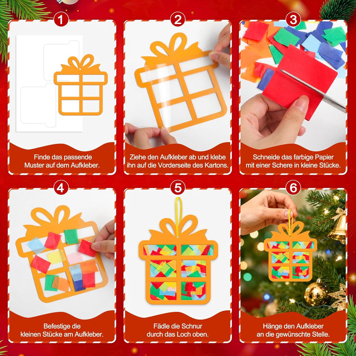 Bastelset Weihnachten Kinder,24 Stück Weihnachtsdeko,Winter Bastelset Sterne,DIY Weihnachts Fensterb