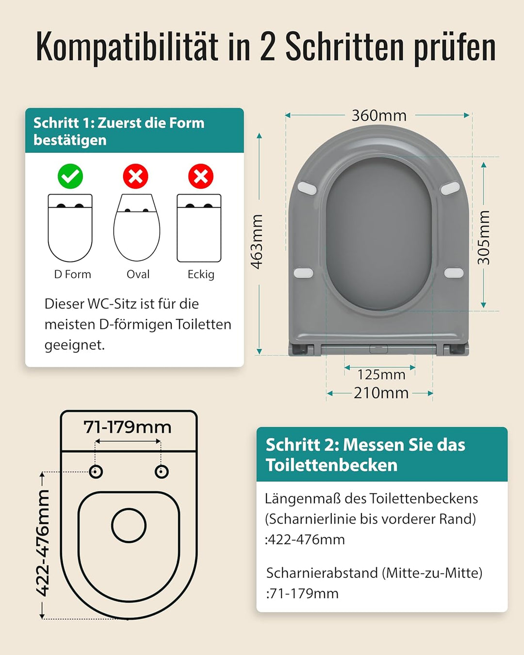 HySail Hochwertiger Toilettendeckel mit Absenkautomatik, Schnellverschluss und Hygienischer Oberfläc