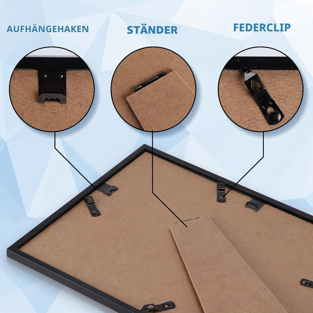 Hoikwo 18 Stück Bilderrahmen A4 Set, Schwarze Rahmen din A4 für 21x29,7 cm Foto Bilder Kinderzeichnu