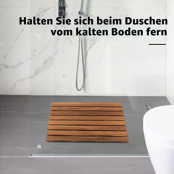 VaeFae Teak Duschmatte rutschfeste Badematte Luxus Spa Matte Holzmatte für Badewanne 43.2 x 66 cm La