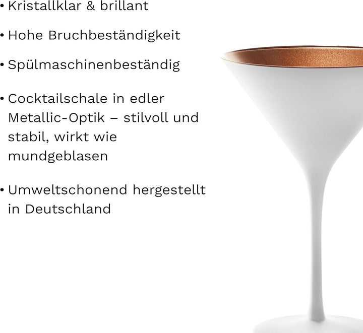 Stölzle Lausitz Cocktailschale Elements 240ml I Martini Gläser 6er Set I weiss-bronze I Cocktailgläs