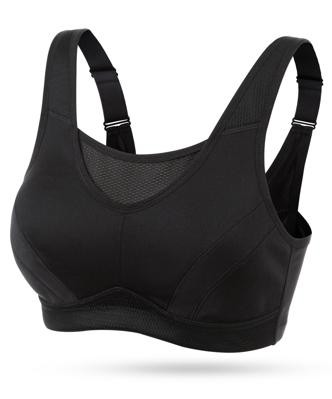 Wingslove Damen Sport BH ohne Bügel Nicht Gepolstert High Impact Bustier Halt Joggen BH 75B Schwarz,