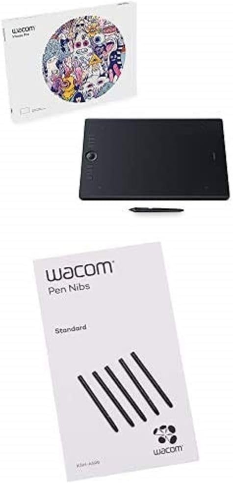 Wacom Intuos Pro Stifttablett Grösse L, Grafiktablett + Wacom Standard Stiftspitzen, schwarz 5-TLG L