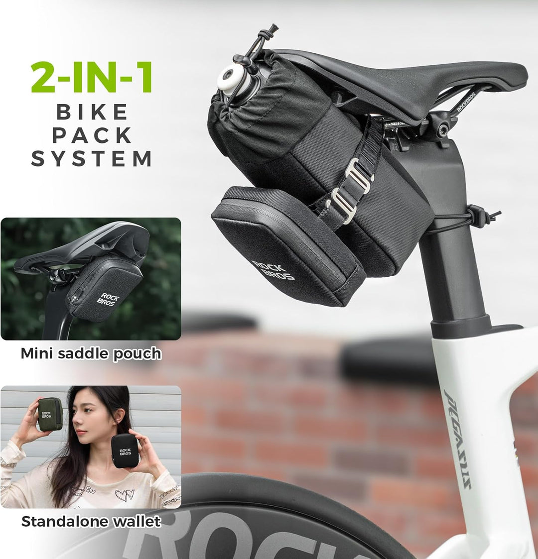 ROCKBROS Fahrrad Satteltasche mit Flaschenhalter und 0,3L Mini Tragbare Fahrradsatteltasche, Kompakt