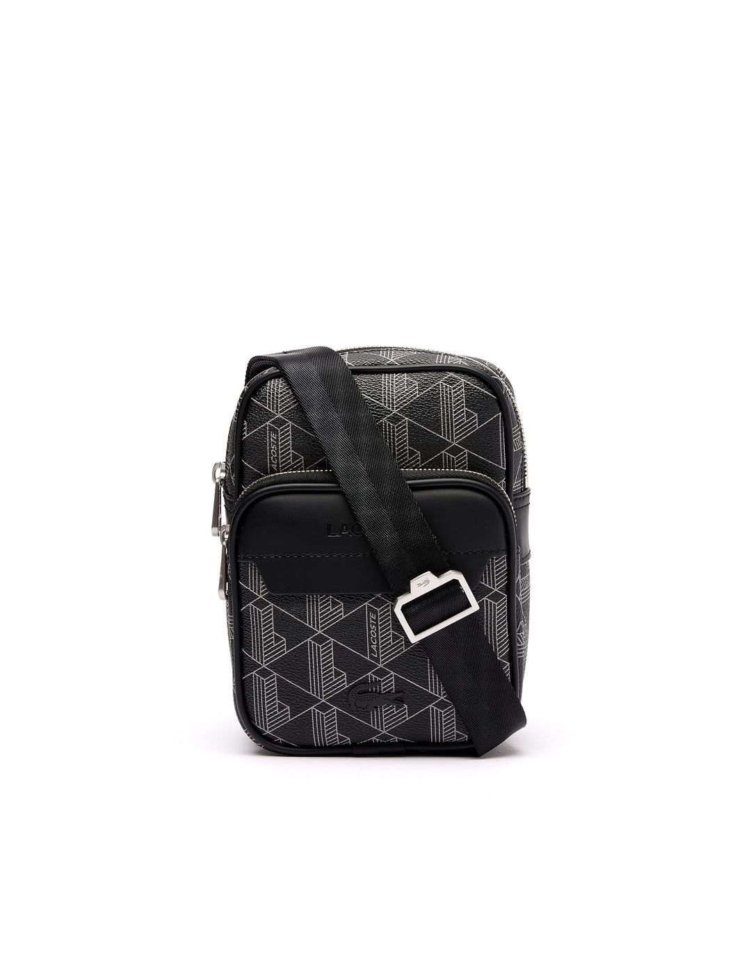 Lacoste Herren Nh4409lx Handtasche, Monogram schwarz grau, Einheitsgrösse EU, Monogram Schwarz Grau