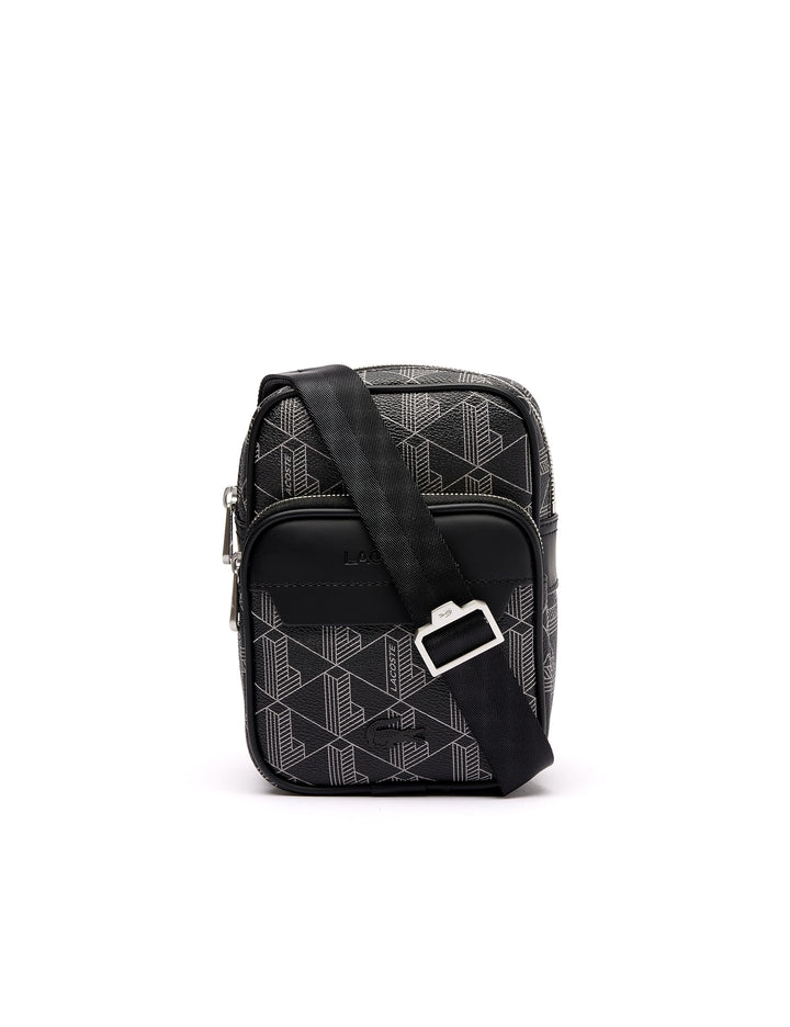 Lacoste Herren Nh4409lx Handtasche, Monogram schwarz grau, Einheitsgrösse EU, Monogram Schwarz Grau