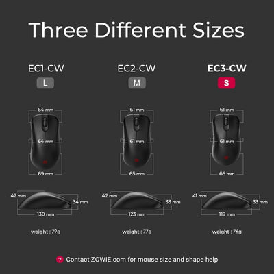 BenQ - Zowie EC3-CW Kabellose Ergonomische Esports Gaming Maus, Verbesserter Empfänger, Mausrad mit