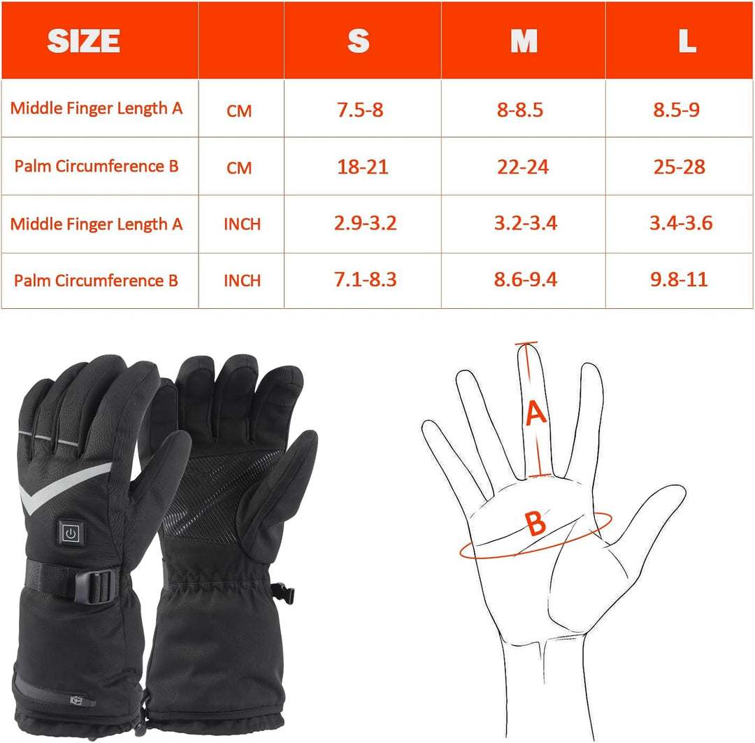 Beheizbare Handschuhe Herren Damen,Beheizte Handschuhe mit 7.4V/2×5000mAh Wiederaufladbare Akkus, 4