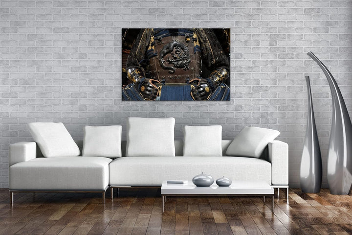 deyoli Brustpanzer einer Samurairüstung Format: 80x60 als Leinwandbild, Motiv fertig gerahmt auf Ech