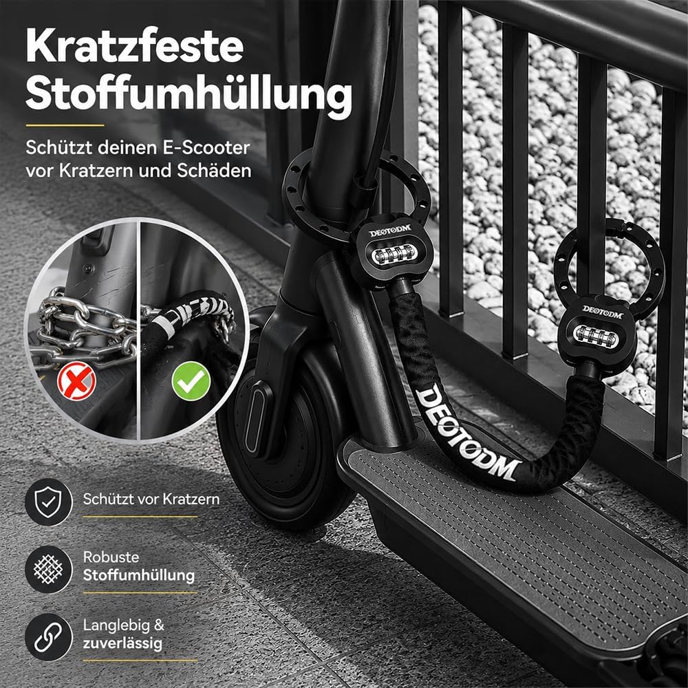 E Scooter Schloss Fahrradschloss Handschellenschloss Hohe Sicherheit Bike Lock 8mm Dicker Kette Kett