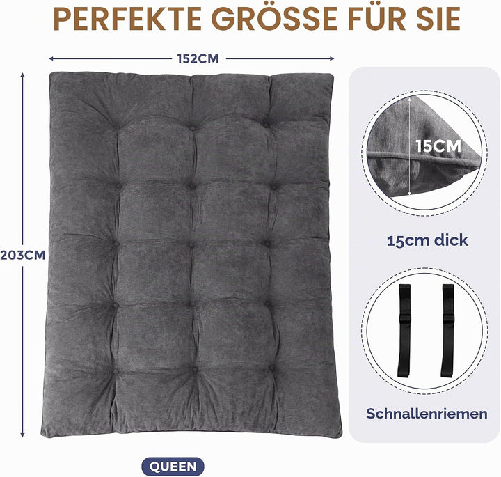MAXYOYO Futon Matratze, Chenille-Stoff, 15cm Dick Bodenmatratze Verwendbar als Schlafsofa, Geknöpft