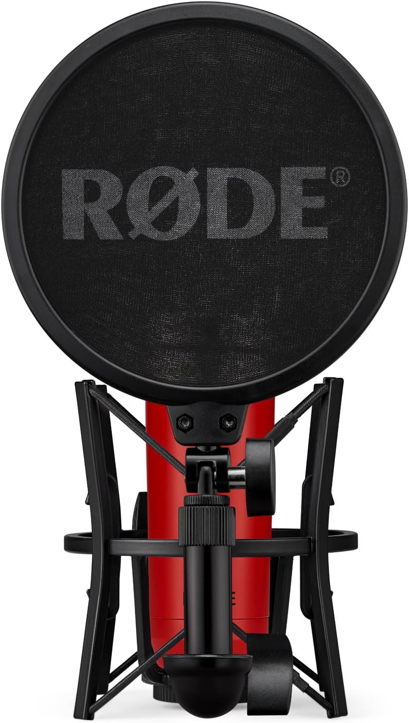 Rode NT1 Signature Red Studio-Mikrofon Rot + keepdrum Mikrofonständer mit Mikrofonständer Rot, mit M