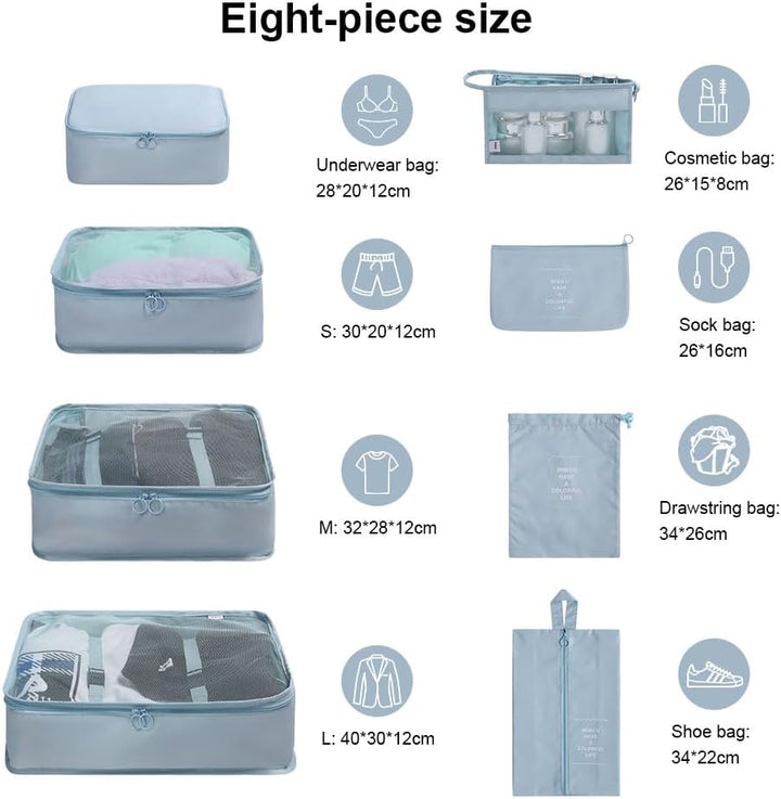 OSDUE Koffer Organizer Set 8-teilig, Packing Cubes, Wasserdichte Reise Kleidertaschen, Packtaschen f