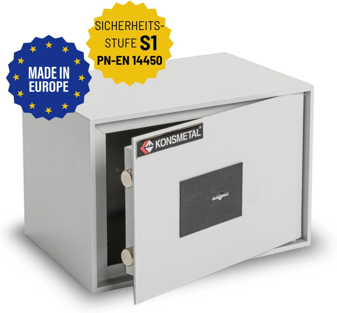Konsmetall - Tresor für Zuhause Kolibri 2.0 20 S1, Safe Tresor mit Schlüssel Abschliessbar, Möbeltre