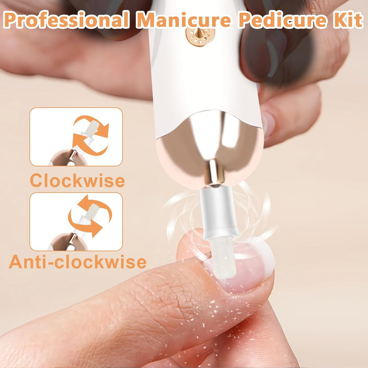 Nagelfräser Kabellos, Elektrische Nagelfeile, Nagelfräser für Gelnägel, Maniküre Set Elektrisch mit