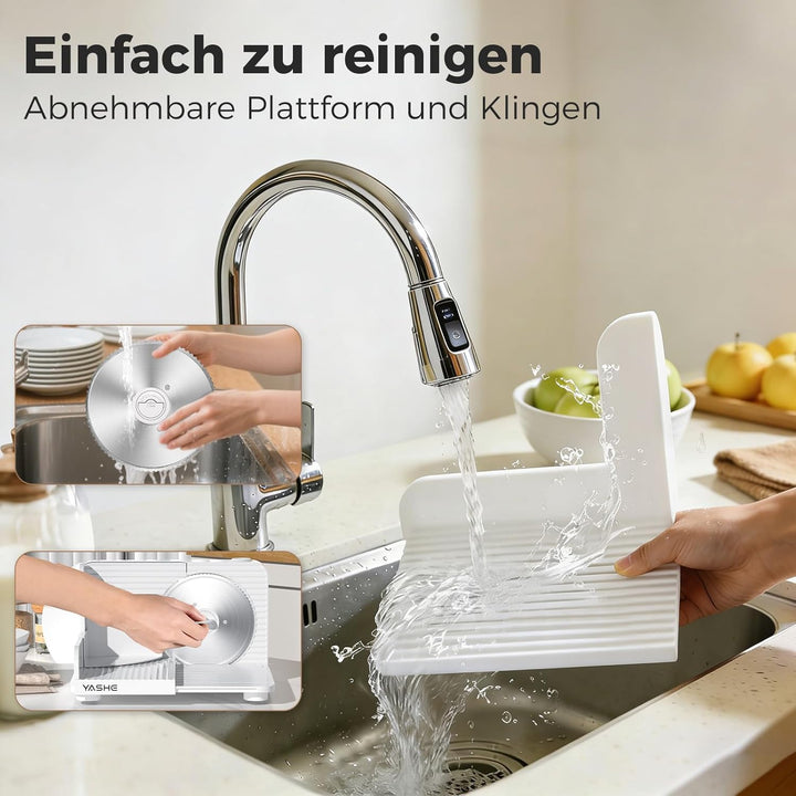 YASHE Faltbarer Elektrischer Allesschneider, 180W Brotschneidemaschine, Einstellbare Dicke 0–15 Mm,
