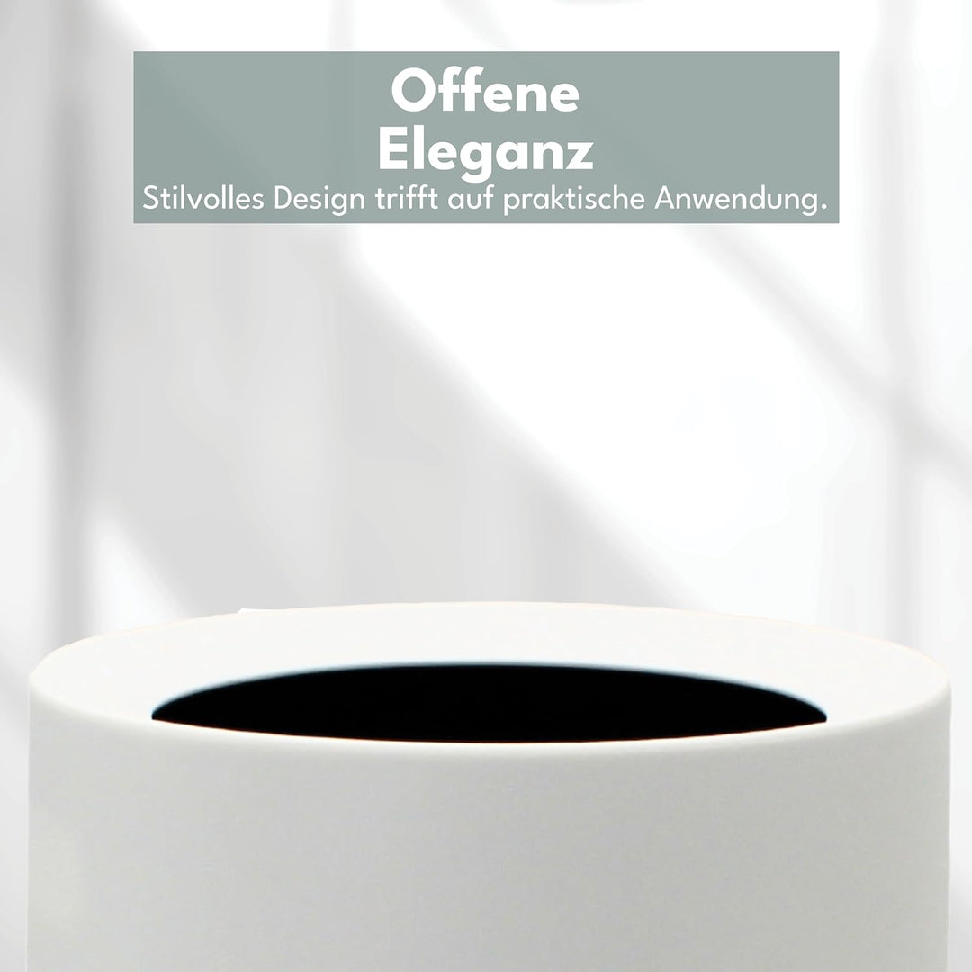 12L Mülleimer Weiss Matt – Vielseitiger Badezimmer Papierkorb & WC Mülleimer, Eleganter Büro Mülleim