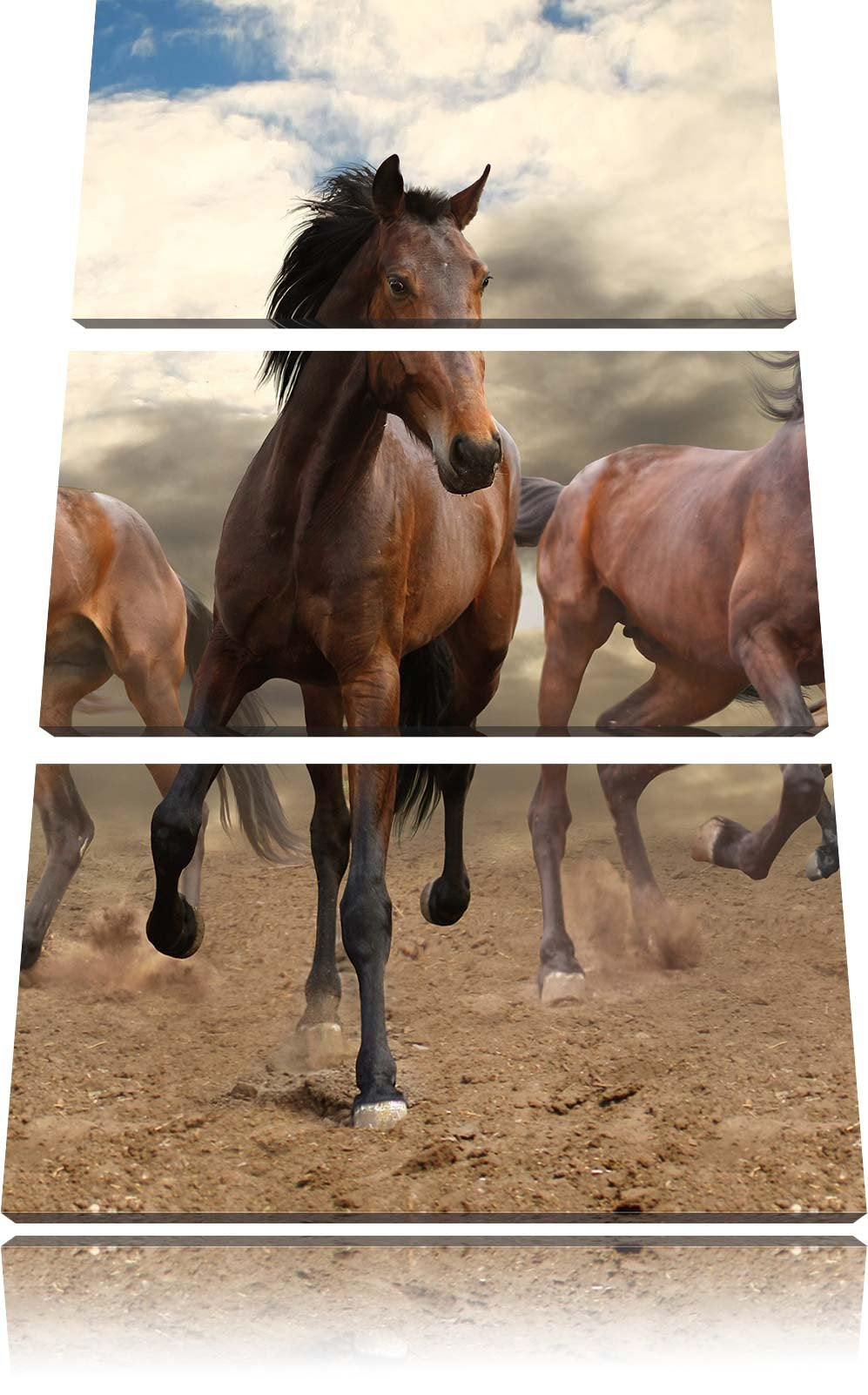 Pixxprint Western Pferde Cowboy als Leinwandbild | Grösse: 3 Teilig (120x80) | Wandbild| Kunstdruck