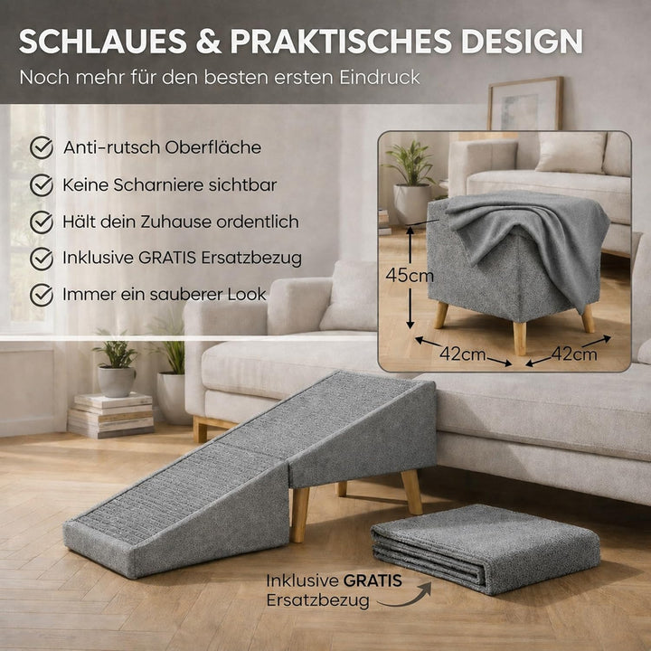 Hunderampe Klappbar - rutschfeste Hunderampe Bett & Sofa, für kleine & grosse Hunde, Multifunktional