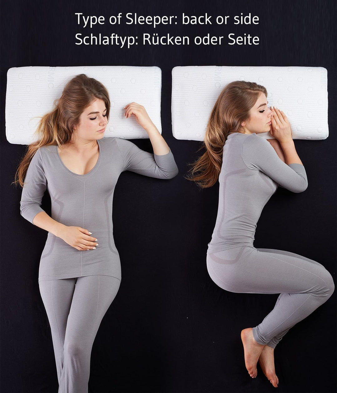 Kopfkissen 40x80 HADAR Wave, höhenverstellbar, ergonomisches HWS Nackenstützkissen aus Visco-Schaum