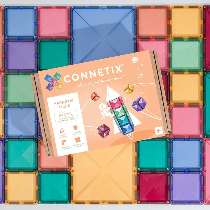 Connetix - Pastell-Quadrat-Packung, 40 Stück