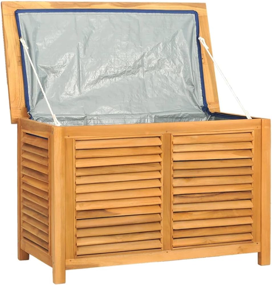 vidaXL Gartenbox, Auflagenbox mit PE-Beutel Stauraum, Kissenbox Latten-Design, Aufbewahrungsbox Gart