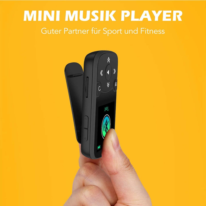AGPTEK MP3 Player & Schutzhülle Bluetooth 5.3 Sport 64GB mit 1,5 Zoll TFT Farbbildschirm, Mini Musik