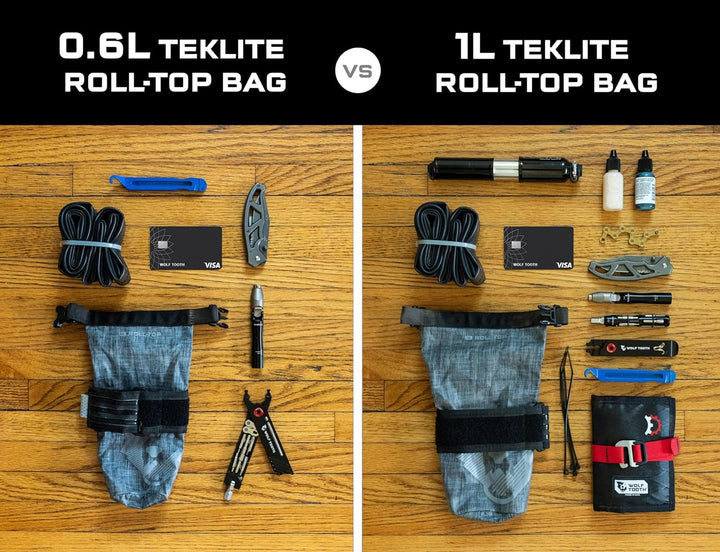 Wolf Tooth Components Teklite Roll Top Bag + Adapter Plate Grau 0.6 Liter, Grau 0.6 Liter