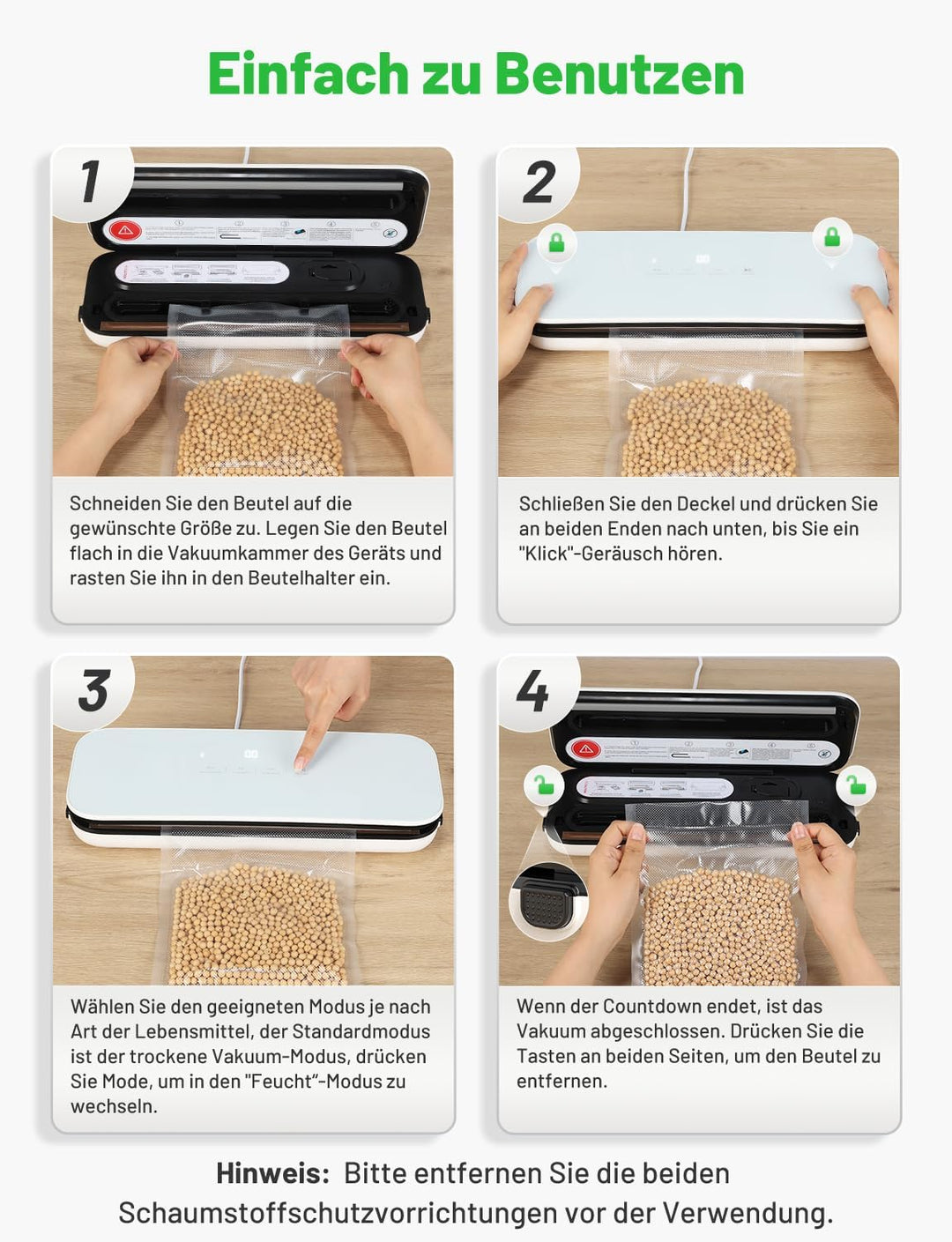 Vakuumiergerät 75kpa mit Digitales Display, Glasscheibe Vakuumierer sous vide mit Eingebauter cutter