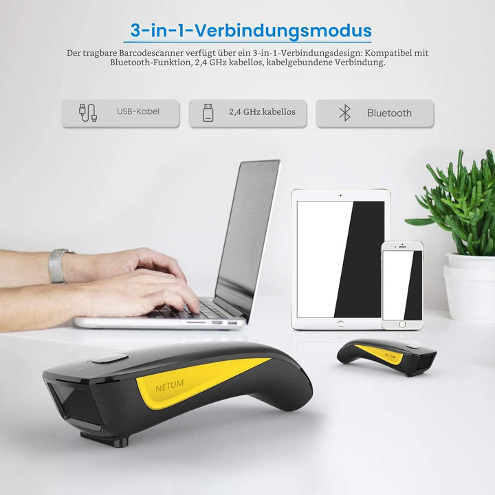 NETUM C750 Wireless Barcode Scanner Bluetooth Compatible Small Pocket USB 1D 2D QR Code Scanner for
