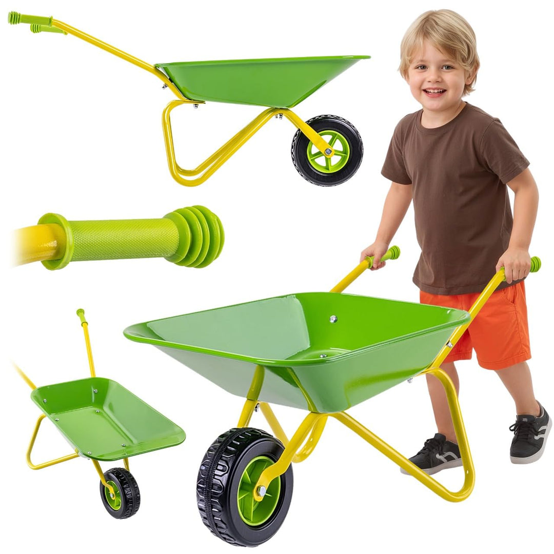 KADAX Kinderschubkarre aus Metall, Gartenschubkarre für Kinder, Gartenwerkzeug, kleine Schubkarre zu