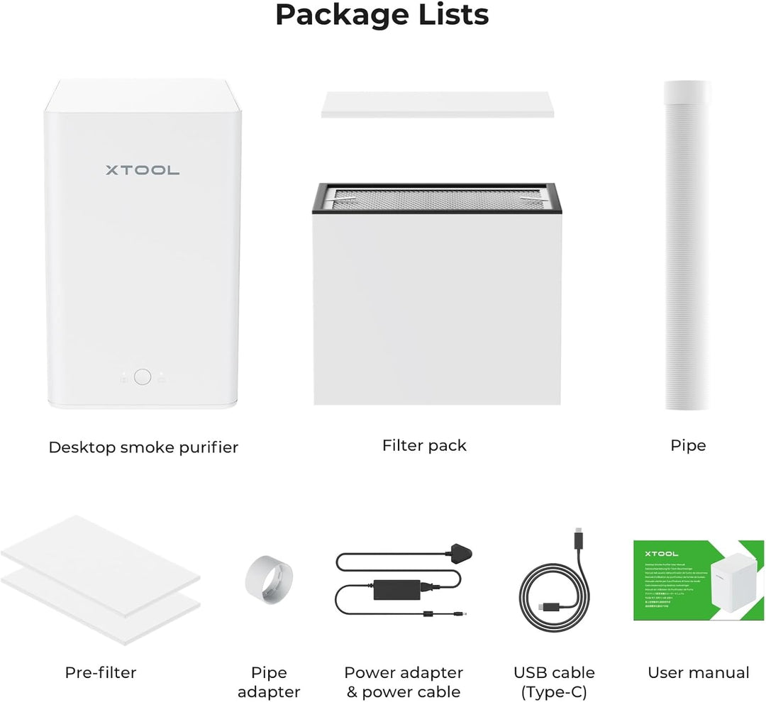 xTool F1 Desktop Luftreiniger, Rauchabsauger mit 3 Schicht Filterung, Hepa Portable Air Purifier nur