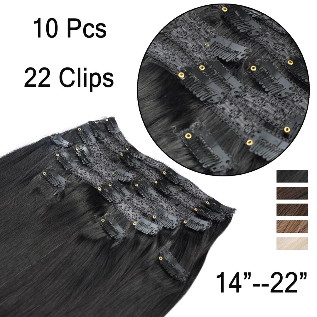 (35cm-55cm) Clip In Extensions Echthaar Set 10pcs 120g 100% Remy Echthaar für Haarverlängerung glatt