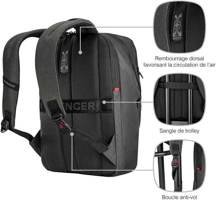 WENGER MX ECO Light Laptop-Rucksack mit Tabletfach, Notebook bis 16 Zoll, Tablet bis 10 Zoll, Organi