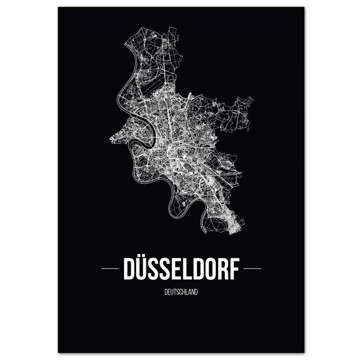 JUNIWORDS Stadtposter, Düsseldorf, Wähle eine Grösse, 60 x 90 cm, Poster, Schrift B, Schwarz 60 x 90