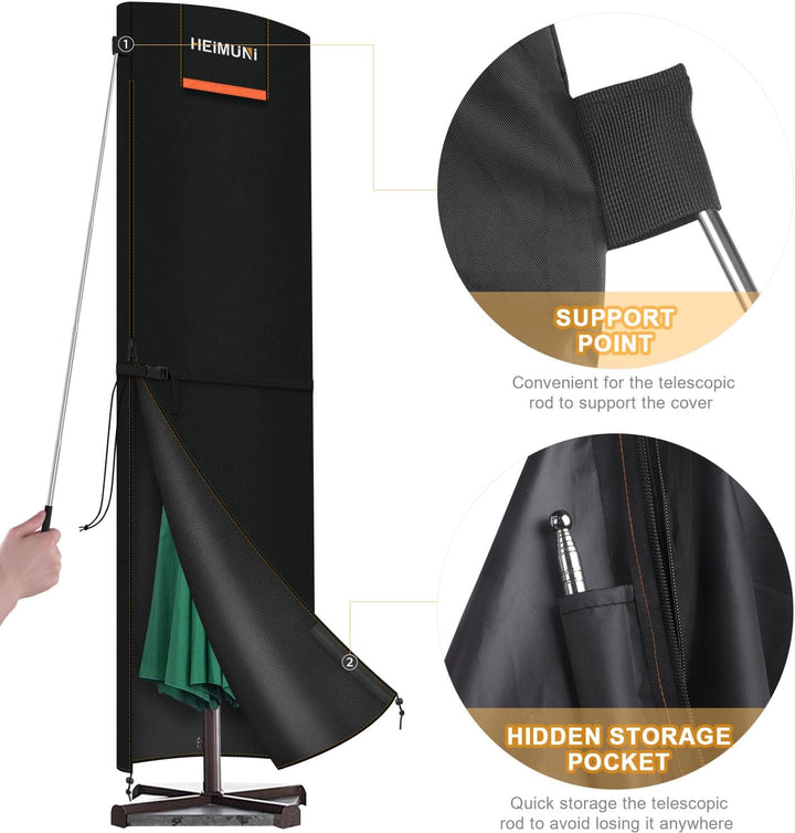 HEIMUNI Abdeckhauben für Sonnenschirm, Schutzhülle Sonnenschirm Ampelschirm Schutzhülle Wasserdicht,