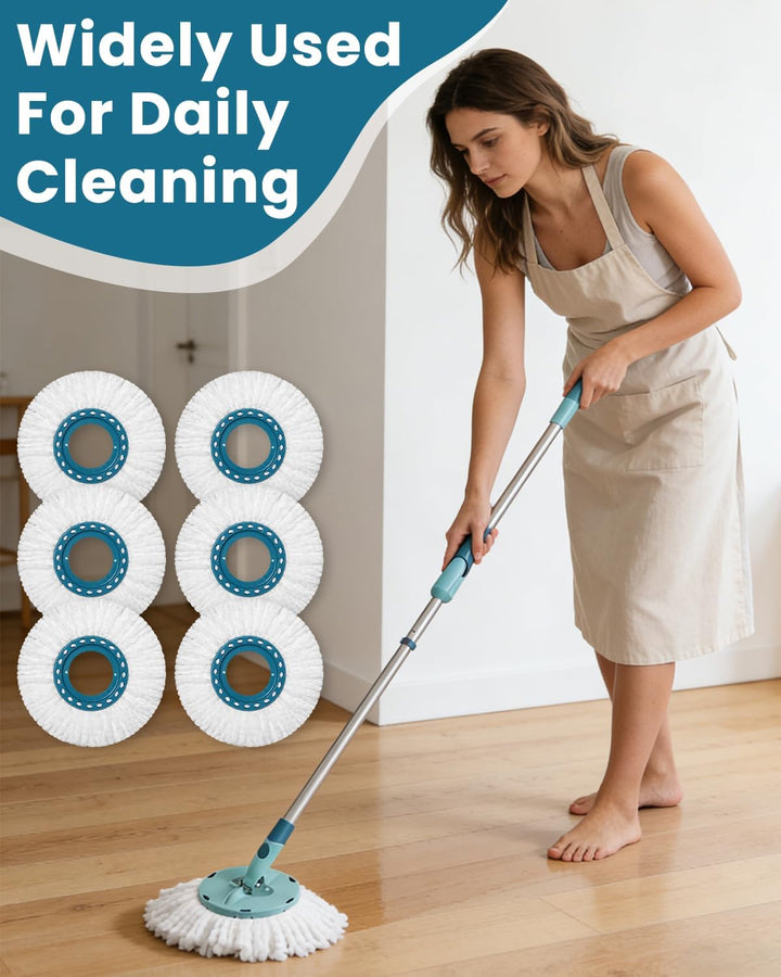 LEAZZLE 6 Stück Ersatzkopf für Clean Twist Disc Mop Micro Set,für Bodenwischer Ersatzbezug/wischmopp