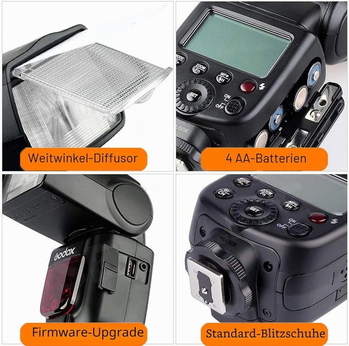 Godox TT600 2.4G Speedlite Master/Slave-Blitz mit integriertem Auslösesystem für Canon Nikon Pentax