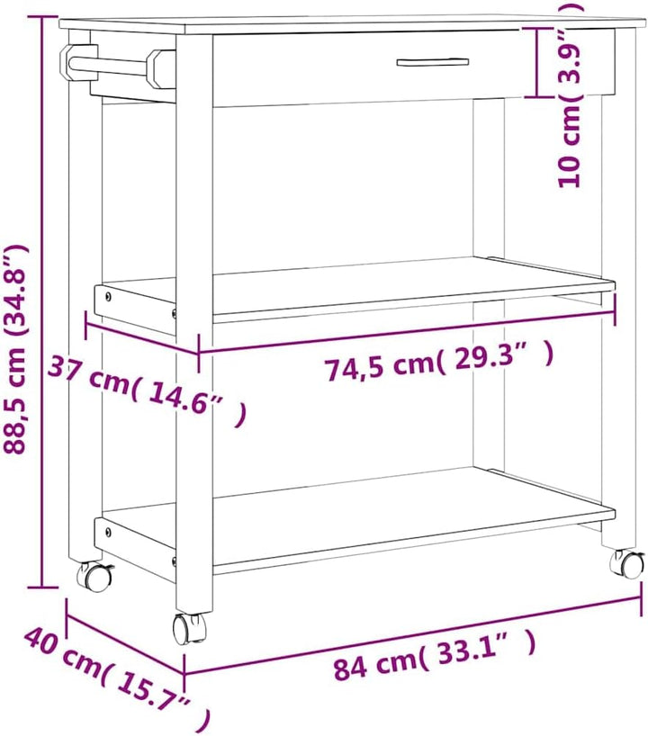 vidaXL Küchenwagen, Servierwagen mit viel Stauraum, Beistellwagen für Küche Wohnzimmer Badezimmer, T