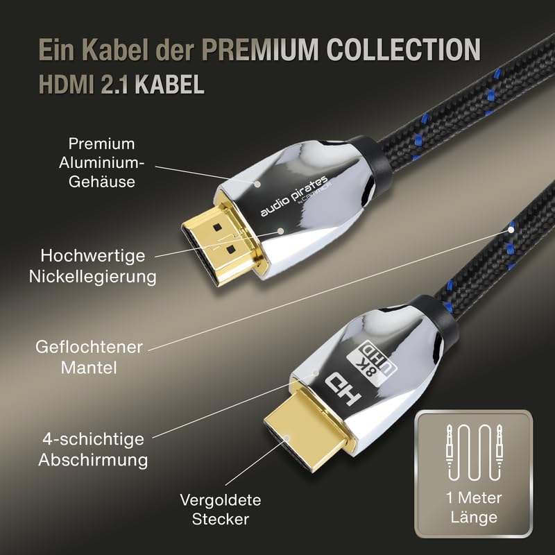 audio pirates SOPHIE HDMI 2.1 KABEL - Parent (Premium, 1 Meter (2er Pack)) 1 Meter (2er Pack) Premiu