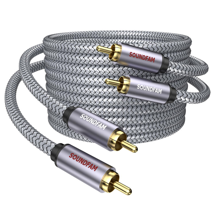SOUNDFAM Cinch Kabel - 5M - Stereo Audio 2-Cinch auf 2-Cinch RCA Y Splitter Kabel für Subwoofer, Ver