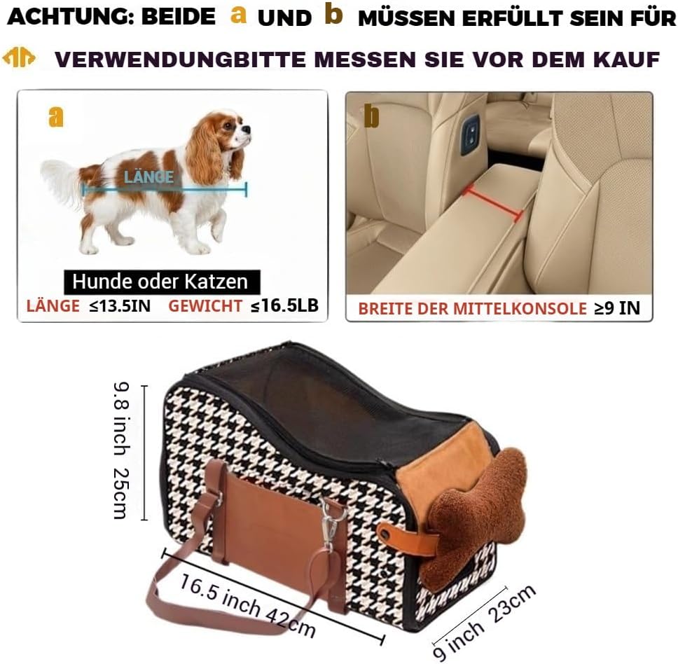 Mittelkonsole Hundeautositz, Haustier-Welpen-Autositz, Mittelkonsole, Armlehne für kleine Hunde (Kar