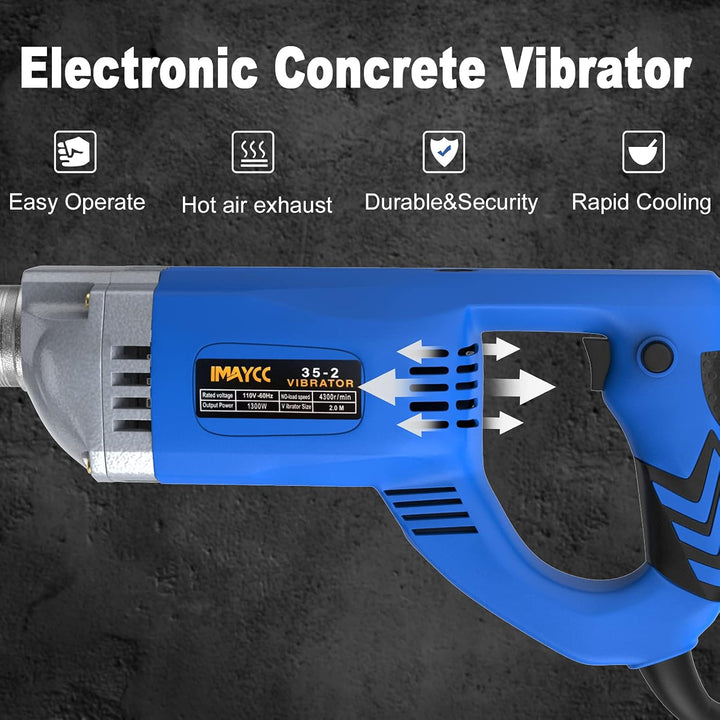 IMAYCC Betonrüttler 1300W 220V 4300 U/min, 2m Schlauchlänge aus Kupfer