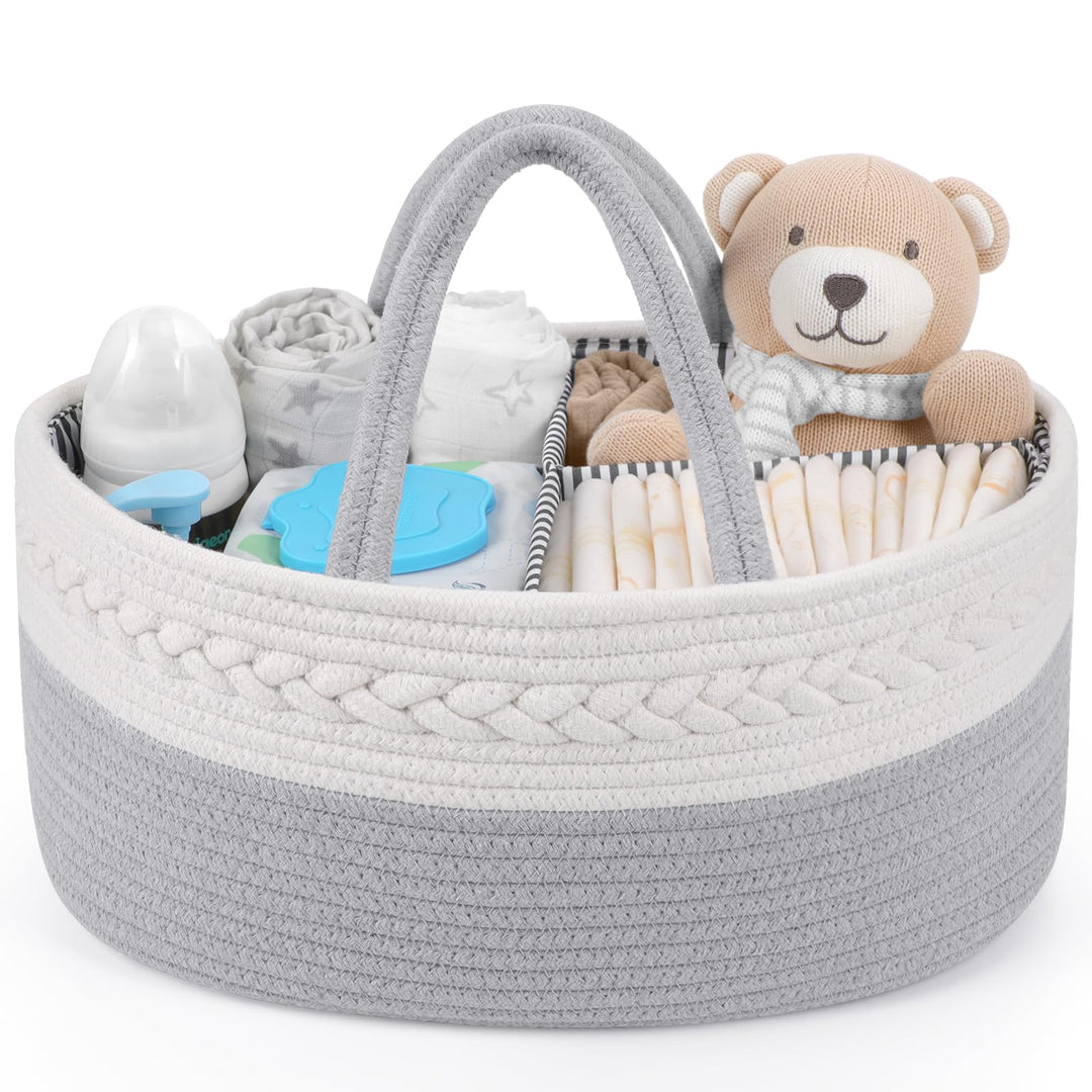 Maliton Baby Windel Caddy Organizer，Wickeltisch Organizer Aufbewahrungskorb mit Herausnehmbaren Fäch
