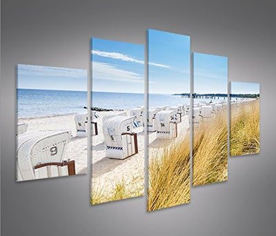 islandburner Bild Bilder auf Leinwand Strandkorb Strand Meer MF Urlaubsfeeling XXL Poster Leinwandbi